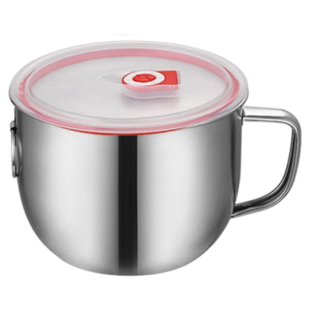 Tazón de fideos ramen de acero inoxidable, recipiente para alimentos, tazón para sopa con silicona hermética normal