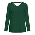 thumbnail image 4 of Women's Plus Size Tops Long Sleeve Tee Shirt V Neck Basic Ladies Loose Fit T Shirt for Women Everyday Wear, Dark GreenSize: XXL, 4 of 4