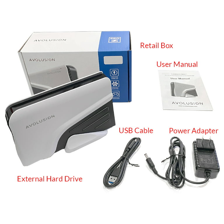 Avolusion PRO-5X Series Disque dur externe USB 3.0 pour console de jeu PS5  Blanc 8 To