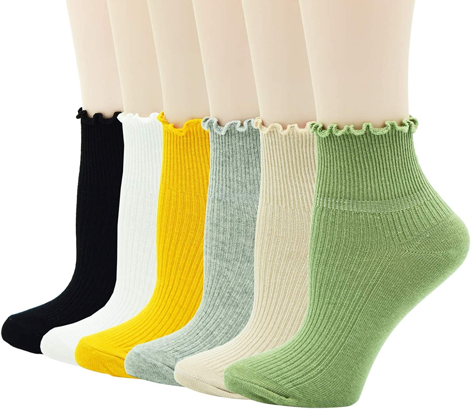 Women's Vintage Dress Socks Ruffle Frilly Cute Rayon Lace Trim Socks 5 ...