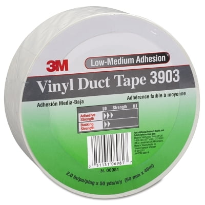 Vinyl Duct Tape 3903, White, 2 In X 50 Yd X 6.5 Mil | Bundle of 5 Rolls