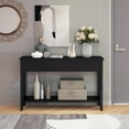 thumbnail image 2 of LAZZO Modern Fluted Console Table, Narrow Long Behind Couch Sofa Entryway Table with 3 Drawers & 1-Tier Open Shelf, Black, 2 of 9