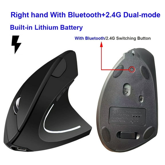 Left Right Hand Mouse Vertical Ergonomic Wireless with Bluetooth Double Mode Mouse Computer PC Mice Rechargeable Gaming Mouse