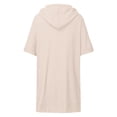 thumbnail image 5 of Women's 2025 Summer Oversized Short Sleeve Drawstring Hoodie Knit Side Slit Tunic Tops with Pocket, 5 of 5