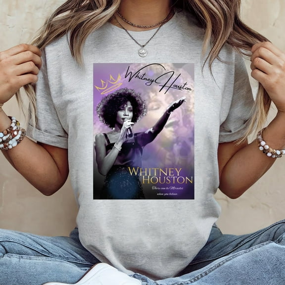Whitney Houston Tribute Unisex Retro 90s Whitney Men's And Women's Graphic Tee 100% Cotton by TBun, Full Sizes S-5XL