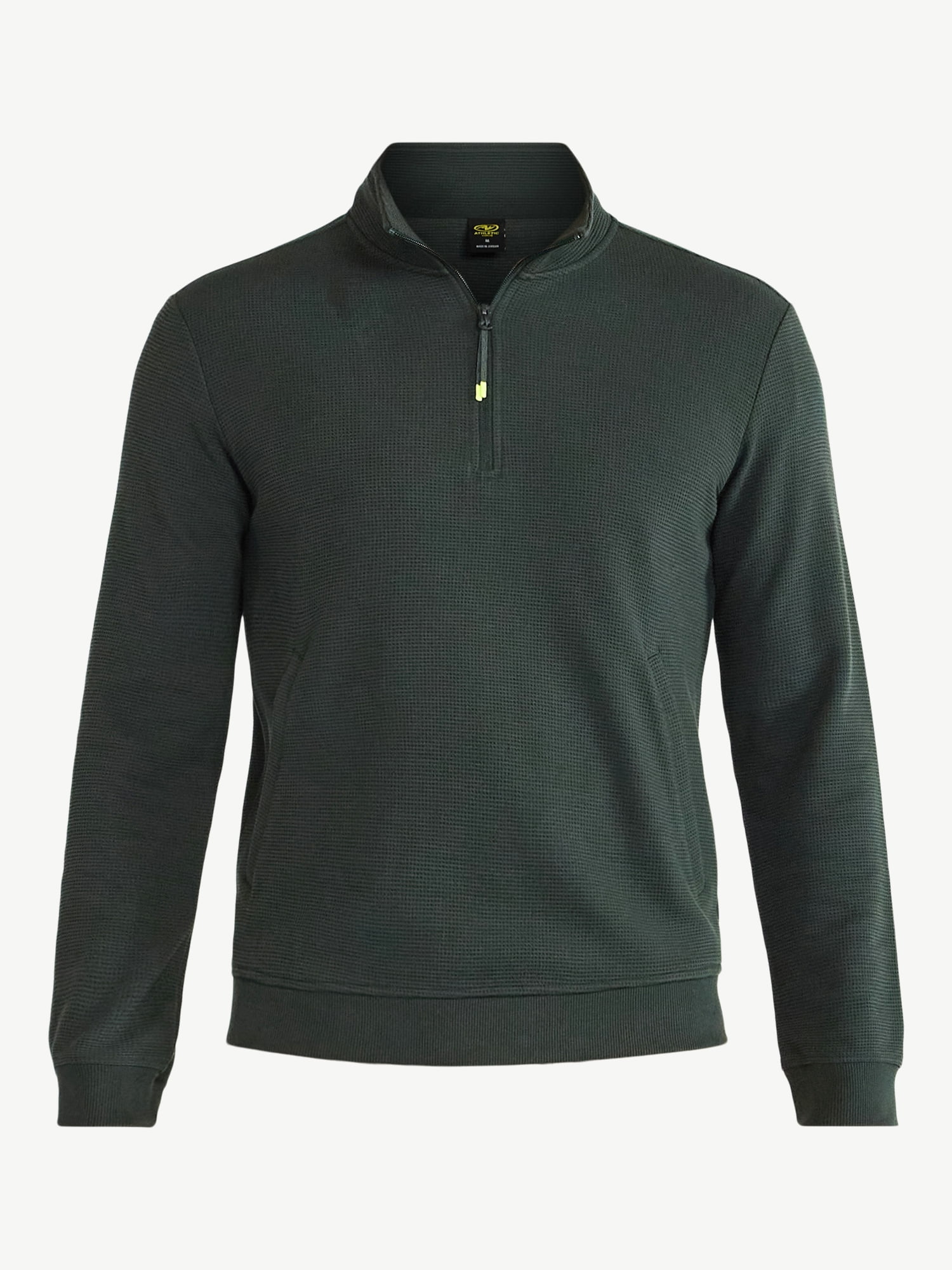 Athletic Works Men's and Big Men's Waffle Quarter Zip Pullover, Sizes S-3XL