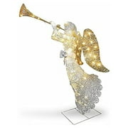 Christmas Decorations Gold Silver Lighted Angel With Trumpet Outdoor Christmas Yard Decoration