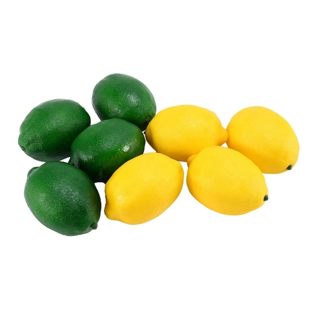 Paquete de 8 Limones Falsos Artificiales Frutas Para Llenado Florero Casa Cocina Decoración Fiesta, Amarillo Y Verde