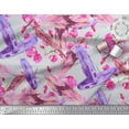 thumbnail image 2 of Soimoi Cotton Duck Fabric Flowers & Feather Printed Craft Fabric by The Yard 42 Inch Wide, 2 of 3