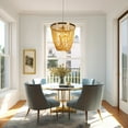 thumbnail image 4 of LNC Tracienuri 9-Lights 23.6" Modern Luxury Draped Chain Beaded Chandelier, Gold, 4 of 15