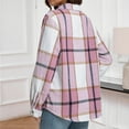 thumbnail image 6 of SuTry Womens Tops Classic Lapel Plaid Shirt Long Sleeve Button Two Pockets Plush Lined Warm Fleece Top Fall Winter Fashion Coat(Multicolor#3,M), 6 of 7