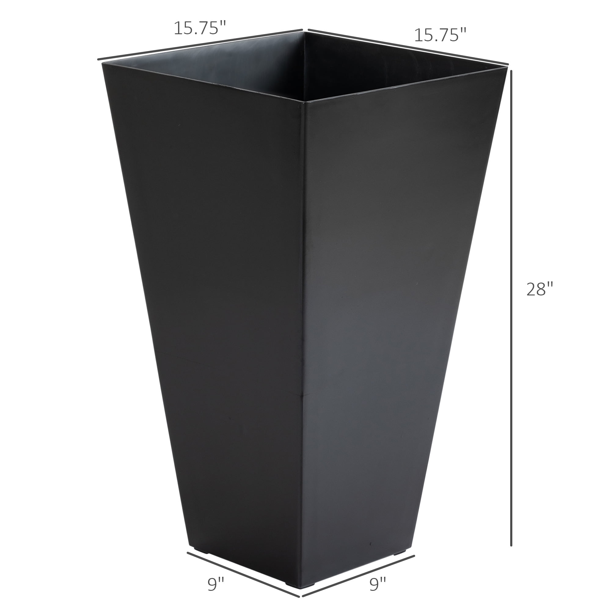 Set of 3 Tall Planters with Drainage Hole, 28" Outdoor Flower Pots, Indoor Planters for Porch Patio and Deck, Black