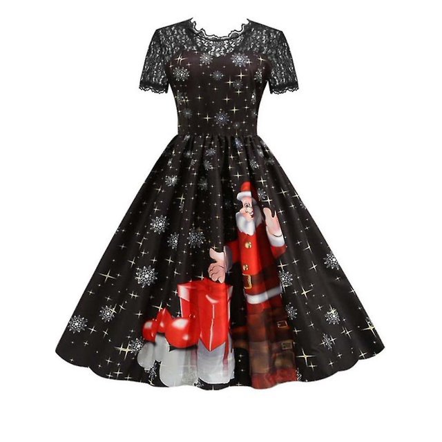 Vestido Retro de encaje para Halloween, disfraces de mujer de manga corta de los años 50 y 60, vestidos de fiesta Vintage con calavera y bruja, ropa aterradora para Halloween, Cosplay