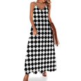 thumbnail image 1 of Vestido sin mangas con diamantes negros de arlequín, vestido de fiesta, mono de verano para mujer, vestido para embarazadas, 1 of 7