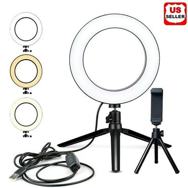 LINKPAL LED Ring Light Kit, 6" Outer Dimmable LED Ring Light with Tripod Stand, Mini Led Camera Ringlight w/3-Light Color & 9 Brightness Level for YouTube, Self-Portrait Shooting, Streaming
