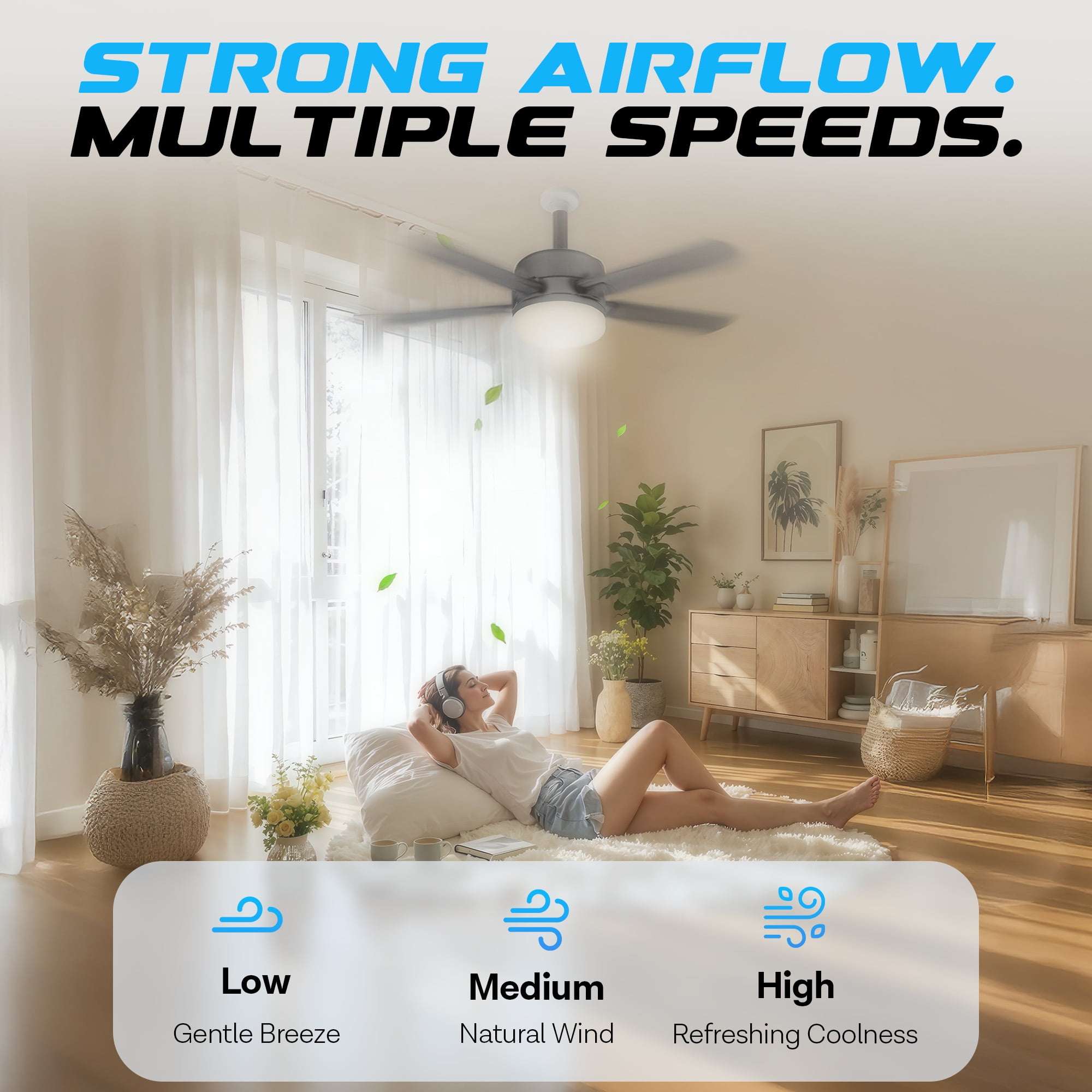 Bell+Howell Socket Breeze Socket Fan Light with Remote, Portable Small Ceiling Fans with Lights for Bedroom, Ceiling Fan with Light 3500K, 1000 Lumens, Screws into E26/E27, Black