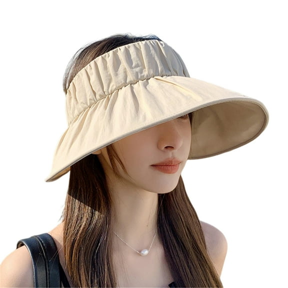 Aellinatey Adult Pleated Sun Hat Portable Wide Brims Hat Simple Empty Top for Outdoor