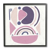 Stupell Industries Playful Abstract Organic Shapes Purple Pink Beige Design by Lea Straatsma, 12" x 12", Black Framed