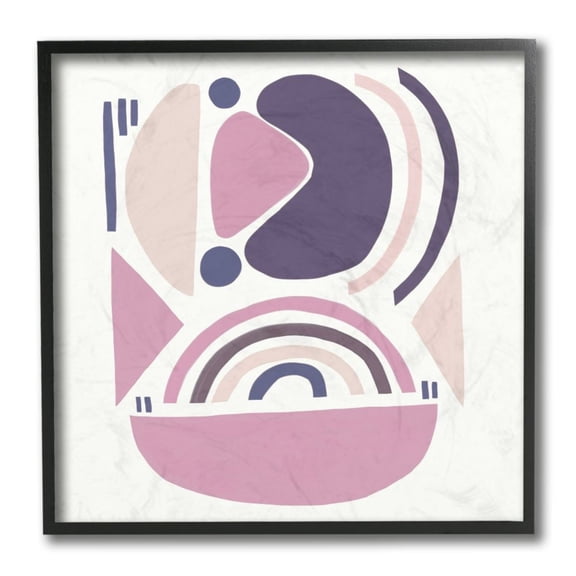 Stupell Industries Playful Abstract Organic Shapes Purple Pink Beige Design by Lea Straatsma, 12" x 12", Black Framed