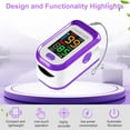 thumbnail image 2 of SUWU Pulse Oximeter Fingertip, Pulse OX with Large LED Display, Oximeter, Pulse Oximeter, Fingertip Pulse Oximetr, Oximeter with Bag AAA Battery Lanyard (Purple), 2 of 8