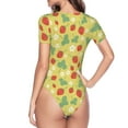 thumbnail image 4 of Naloa Floral Strawberr Women's Short-Sleeved Onesie, One-Piece Swimsuit for Parties, dates, clubs - Small, 4 of 9