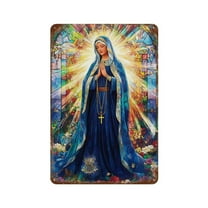 Blessed Mary Vintage Tin Sign, Catholic Design for Bars and Lounges – 8x12 Inch