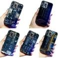 thumbnail image 2 of Creative Circuit Board Glass Phone Case, for iPhone Shell 12 11 / Pro/Pro Max with Lens Protector Film. Unique Straight Edge Design Tech-inspired Back Cover, 2 of 8