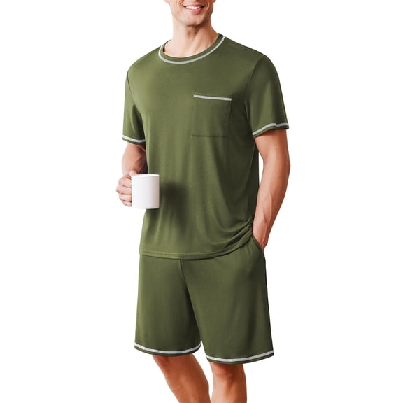 EKOUAER Men's Pajamas Set Soft Sleepwear lightweight 2 Piece Shorts Set Casual Loungewear