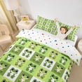 thumbnail image 2 of Erosebridal Safari Frog Queen Duvet Cover Set,Green Classic Geometric Grid Bedding For Boys Kids 3-Piece,No Comforter,Reversible, 2 of 6
