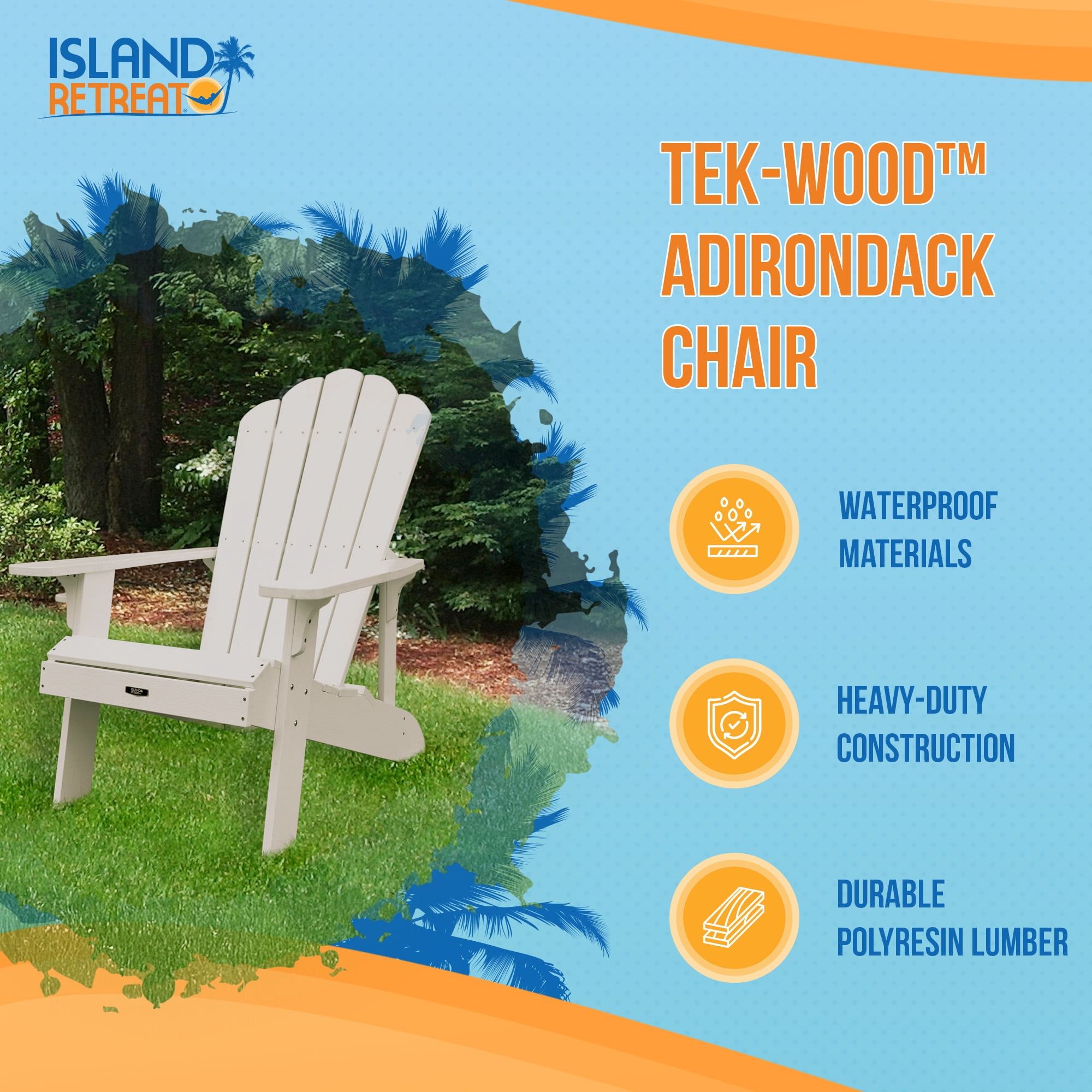Bluewave Ez-Care Tek-Wood Adirondack Chair Slate Grey