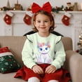 thumbnail image 2 of Yuyamidu Toddler Cat Sweatshirt for Girls 1T 2T Light Green Cute Graphic Crewneck Sweatshirts Soft Lightweight Long Sleeve Ruffle Shoulder Pullover Tops for School Outdoor Play, 2 of 8