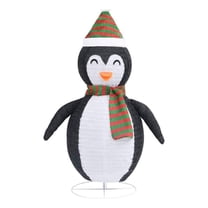 Benjara Mani Christmas Decor 4 ft Snow Penguin- 120 LED Light- White and Black