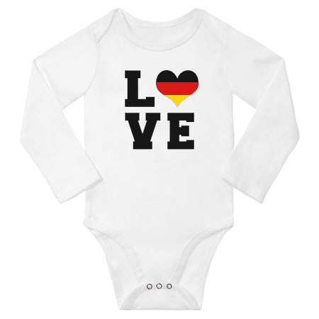 

Love Germany Heart Flag Boy Girl Baby Long Slevve Bodysuits (White 18-24 Months)
