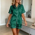 thumbnail image 3 of FAIWAD Satin Pajamas for Women Short Sleeve Sleepwear Pjs Sets 2 Piece Button Down Loungewear Matching Shorts, 3 of 7