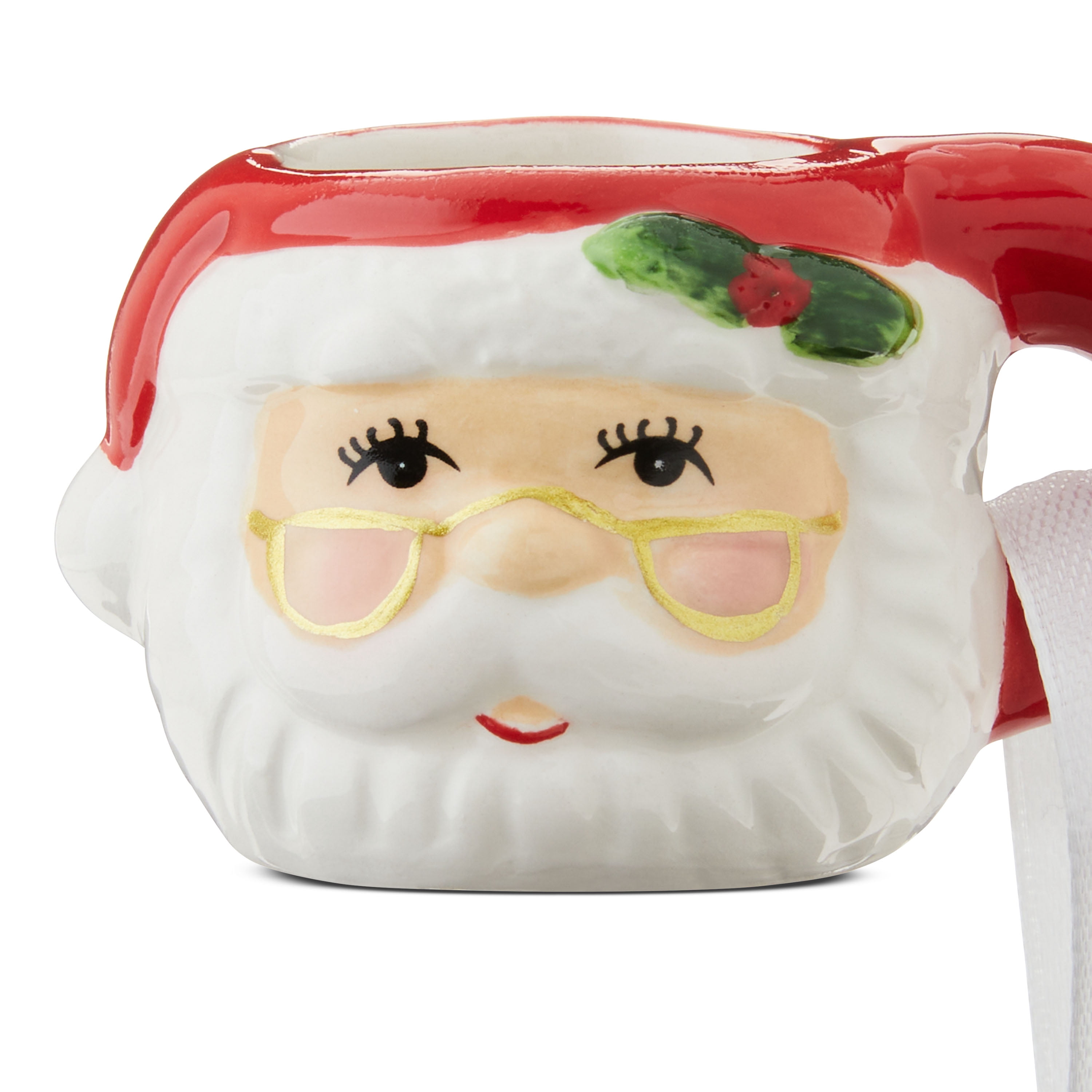 Mr. Christmas Miniature Santa Mug Hanging Ornament Decoration, Red, 1.45"