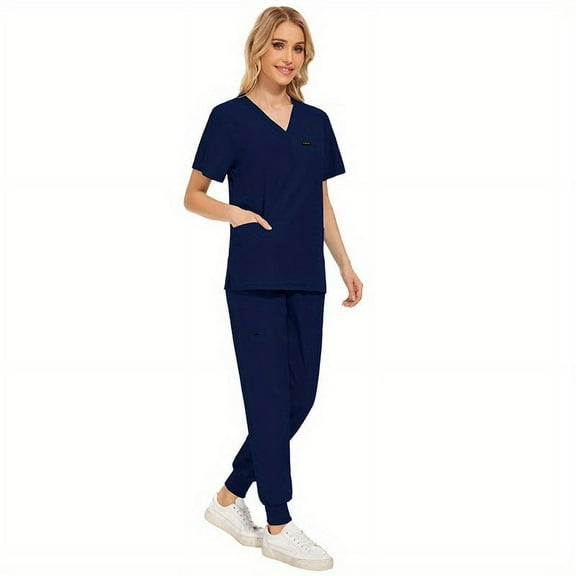 2-Piece Suit Paw & People Care: Short Jogging Scrub Suits for Pet & Medical Nurses!