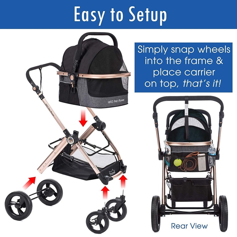 HPZ Pet Rover Prime 3-Wheeled 3-in-1 Dog & Cat Stroller with