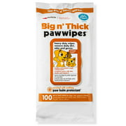 Petkin Big N' Thick Paw Wipes, 100 Orange Scented Wipes - Heavy Duty Pet Paw Wipes Remove Daily Dirt & Odors - Enriched with Soothing Paw Balm - Easy to Use Pet Wipes for Dogs, Cats, Puppies & Kittens