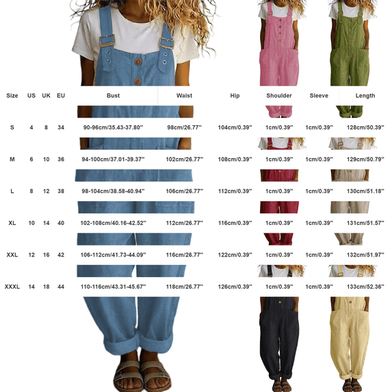 Summer Y2K Jumpsuits for Women, Suspender Strap Loose Linen Overalls, Baggy Distressed Jeans Wide Leg Jumpsuit Pants, Boho Harem Pants Summer Vacation Outfits,GreenL