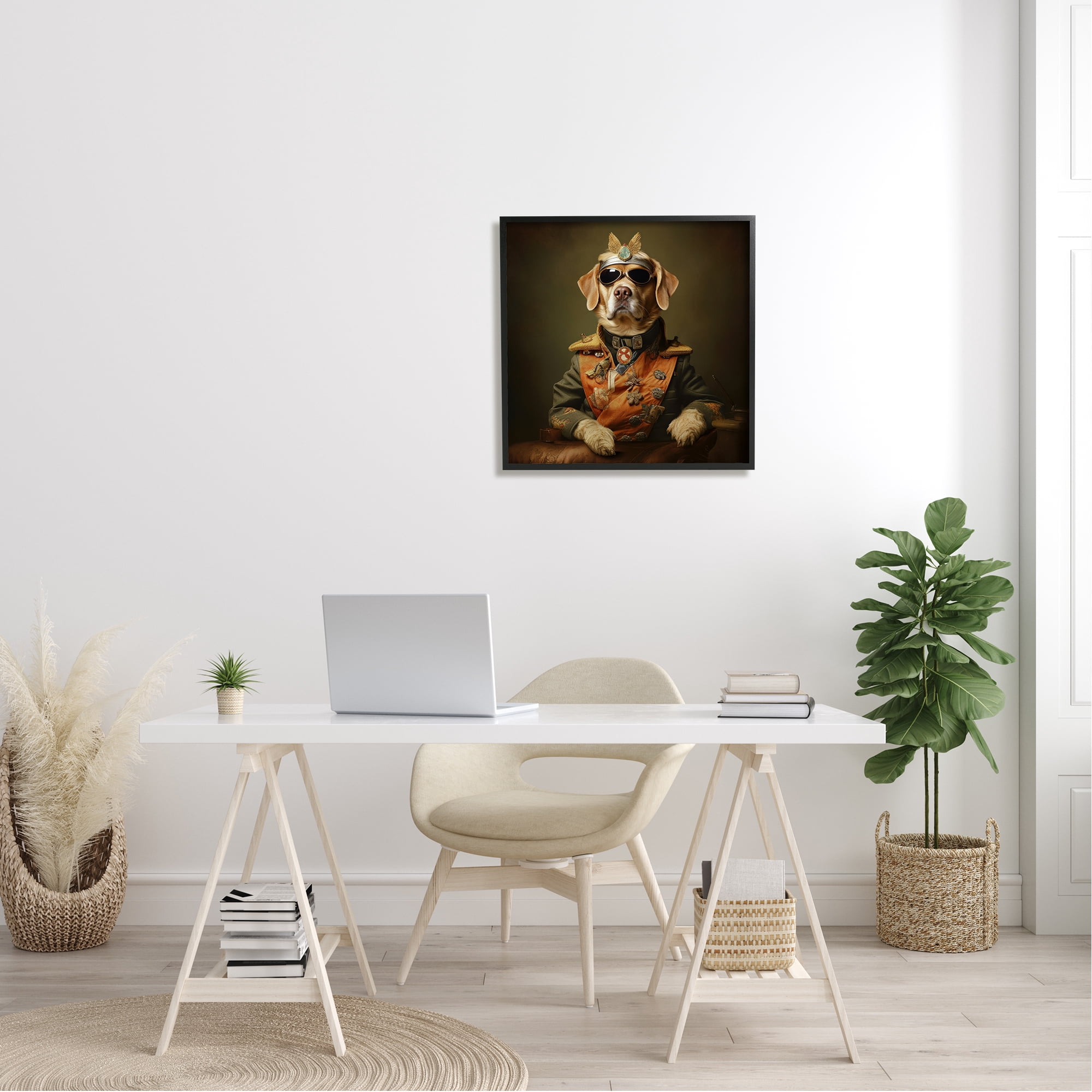 Stupell Industries Dog in Vintage Vest Animals & Insects Painting Black Framed Art Print Wall Art, 24 x 24
