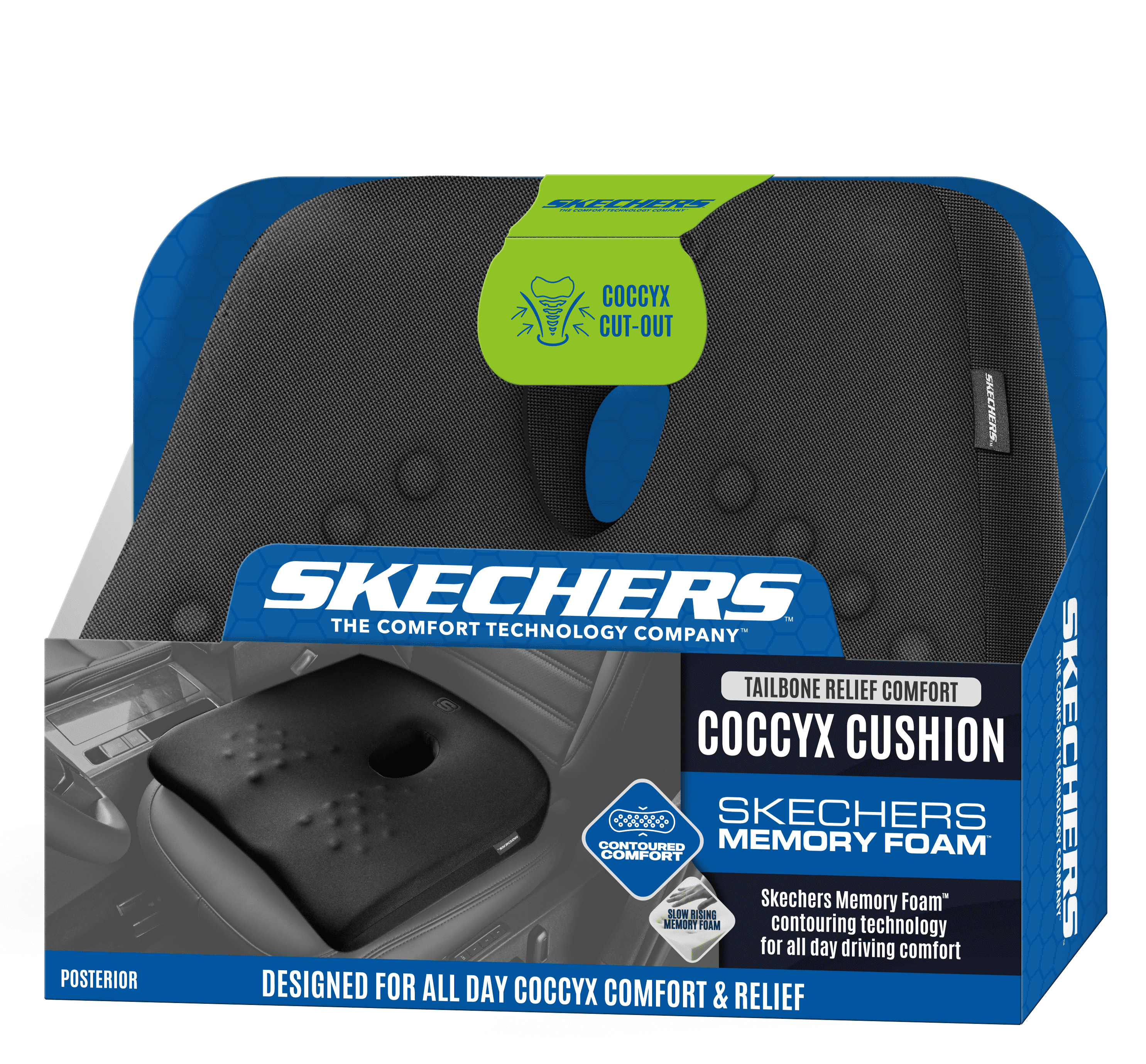 Skechers Memory Foam Seat Cushion - Breathable Fabric, Thickness