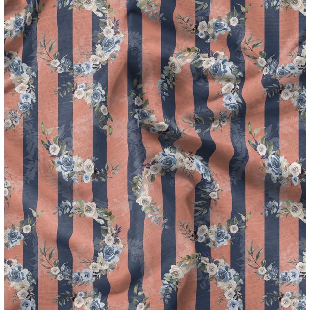 Soimoi Pink Cotton Duck Fabric Clover Floral Print Fabric by the Yard 42 Inch Wide