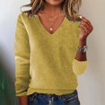 thumbnail image 2 of Women's Cashmere Sweaters Trendy Merino Wool V Neck Sweater Long Sleeve Pullover Tops Wool Knitted Sweaters, 2 of 6