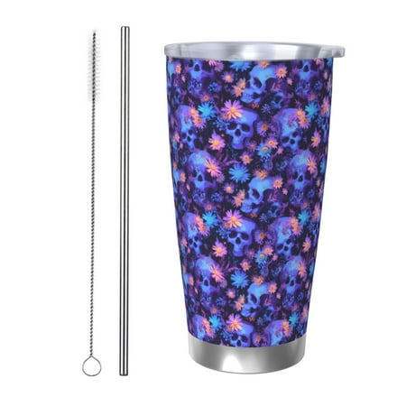 

Tideii Skull daisy purple for 20OZ Car Cup Stainless Steel Cold and Hot Cup with Lid Suitable for Outdoor and Home Unisex-Straw Two-piece Set