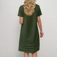 thumbnail image 4 of Ayolanni Knee-Length Womens Summer Dresses Loose Green Cotton Linen Short Sleeve Solid Dresses Dresses for Girls L, 4 of 7