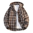 thumbnail image 2 of FDGIU Men's 2025 Flannel Lined Plaid Jacket - Button Down Hooded Flannel, Winter Workwear with Fleece Lining, Outdoor Shirt Coat, 2 of 4