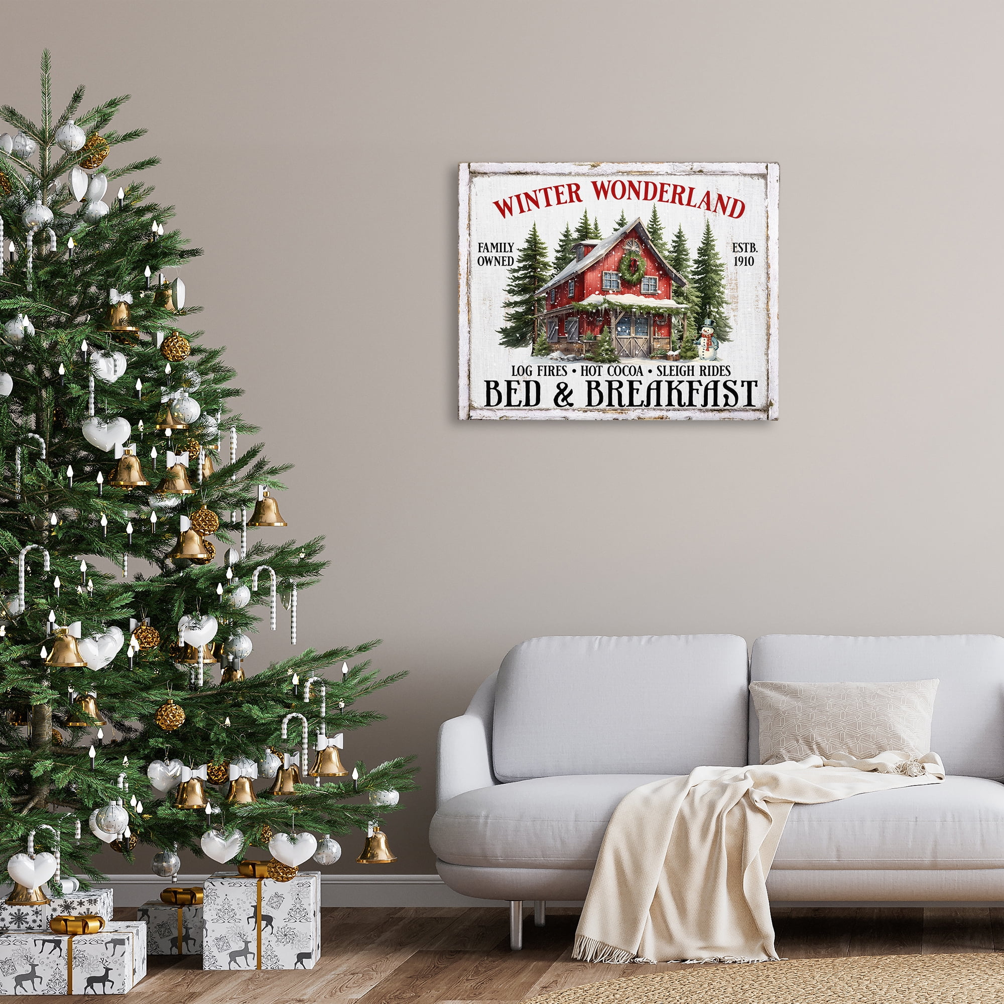Stupell Industries Winter Bed & Breakfast Holiday Painting Gallery Wrapped Canvas Art Prints Wall Art, 40 x 30