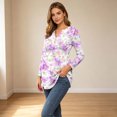thumbnail image 4 of Edvintorg Pregnancy Shirts Floral Printed Long Sleeve V Neck Casual Pullover Maternity Top with Drawstring Plus Size Pregnant Clothes for Women S-3XL Purple, 4 of 6