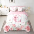 thumbnail image 2 of jejeloiu Personalized Gifts Bowknot Twin Bedding Sets 7-Piece,Letter C Bedding Comforter Set,Kawaii Bee Floral Sheet Sets For Child,Lightweight Room Decoration Reversible, 2 of 8