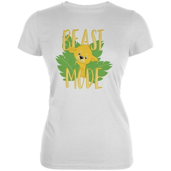 Beast Mode Cute Lion Cub Juniors Soft T Shirt White SM
